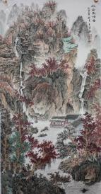 吴道子艺术馆 理事 一级书画大师四尺整张精品山水 秋山泉鸣图